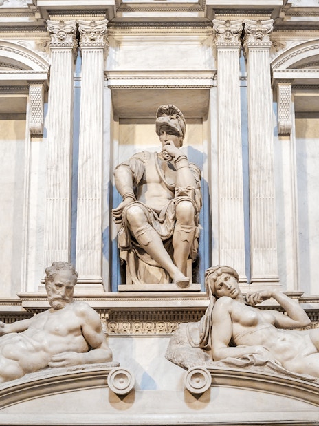 Lorenzo di Medici tomb with sculptures by Michelangelo in Florence, Italy.