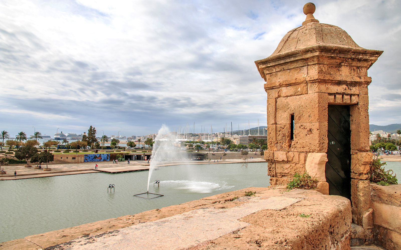 Dalt Murada courtyard with historic architecture in Mallorca, Spain.