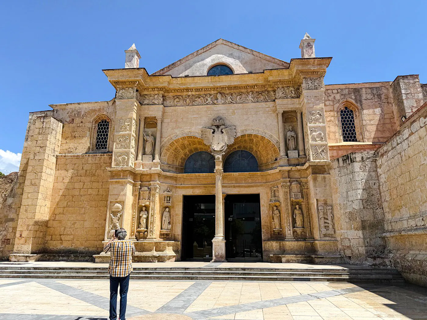 Colonial church facade in Santo Domingo's Colonial Zone, part of the city tour from Punta Cana.