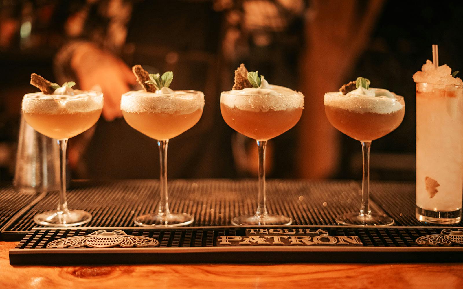 Cocktails on a bar at Baloo Ibiza.