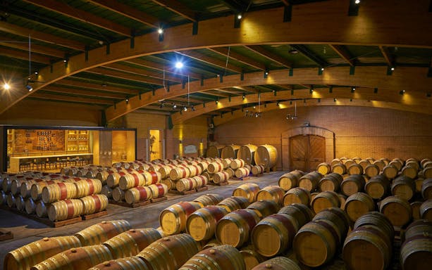 Barrel cellar at Casas del Bosque winery in Chile's Casablanca Valley.