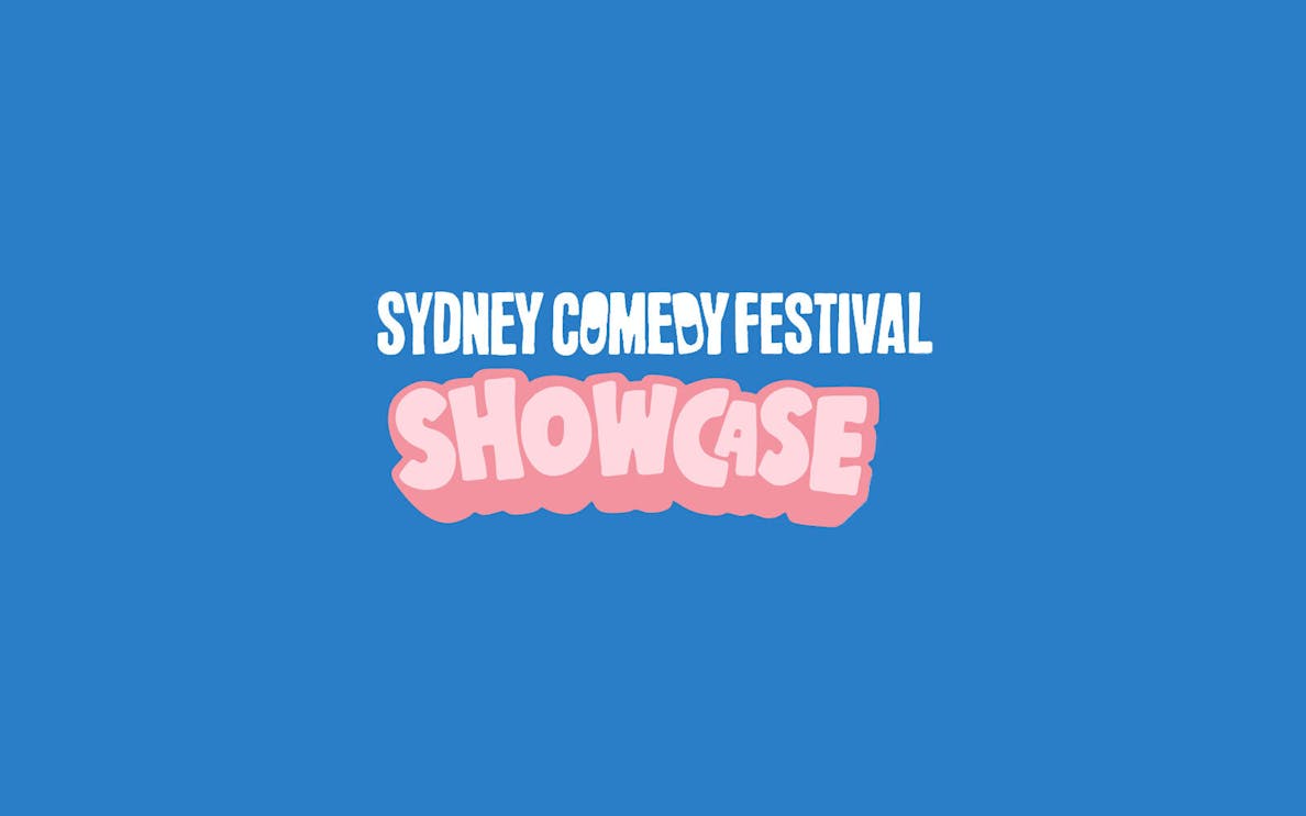 Sydney Comedy Festival Showcase stage with performers and audience in Sydney, Australia.