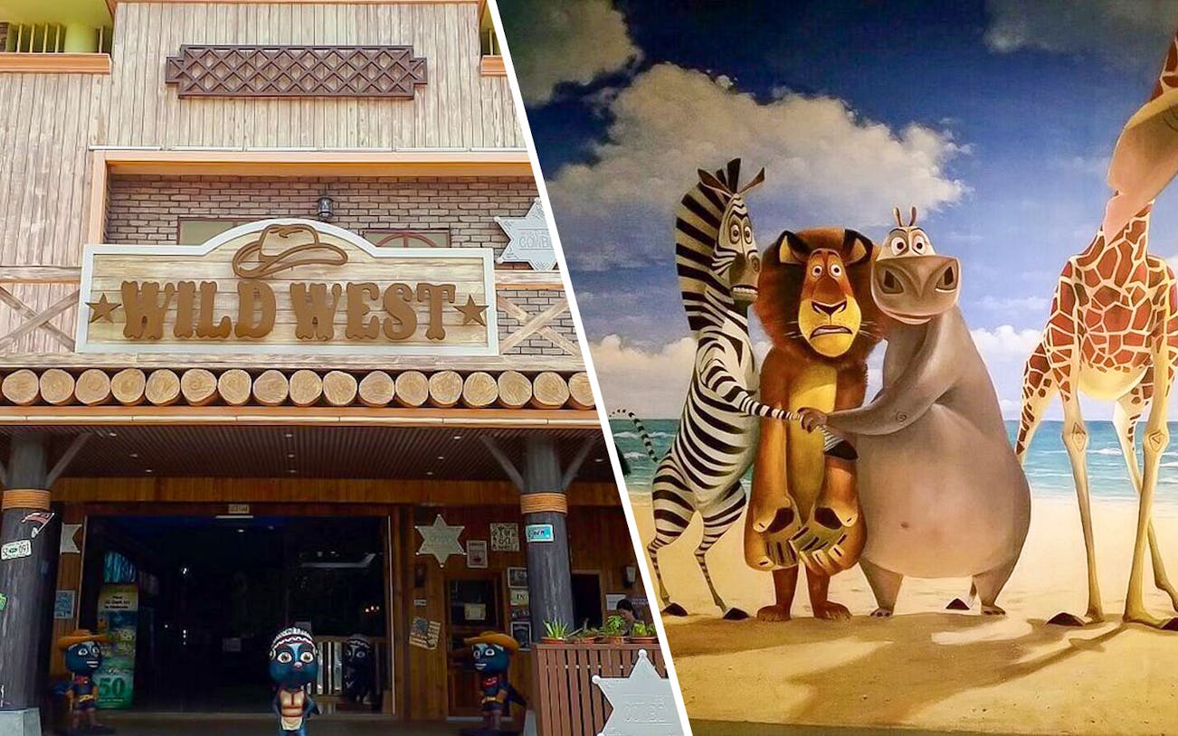 Wild West entrance and 3D art of animated animals at Alive 3D Art Gallery.