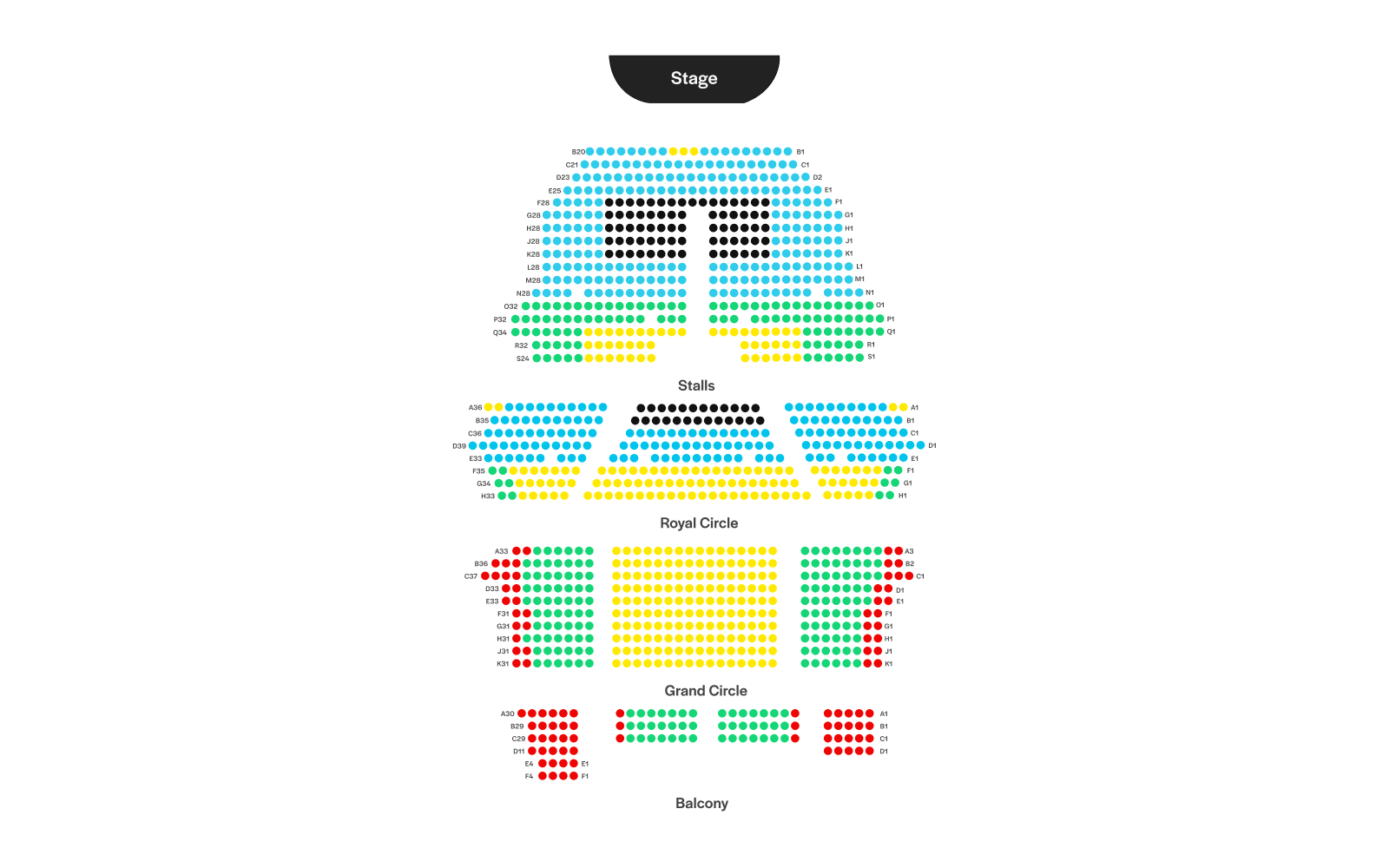 Abbildung des Sitzplans des His Majesty’s Theatre London