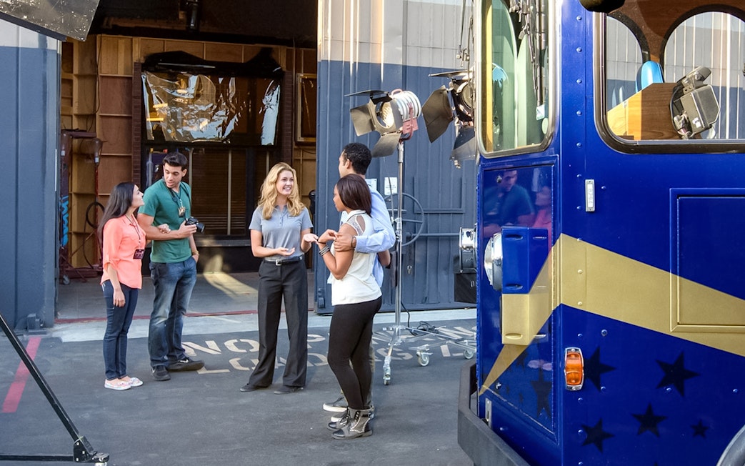 Group of people on a studio tour at Universal Studios Hollywood VIP Experience.
