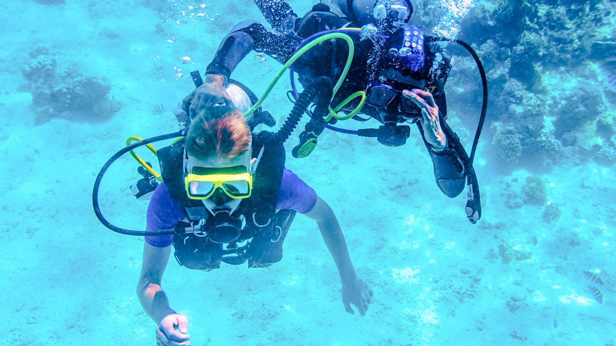 Snorkelers exploring coral reefs in Kealakekua Bay, Big Island.
