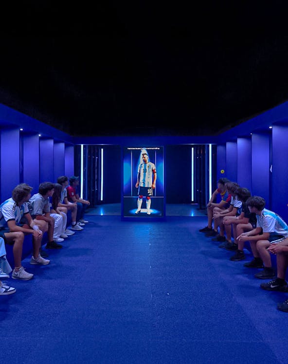 Lionel Messi interactive exhibit at The Messi Experience Dubai, featuring immersive football displays.
