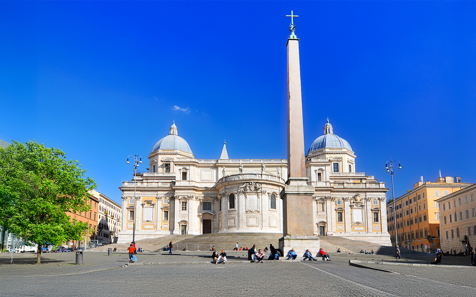 Basilica of Santa Maria Maggiore facade at Esquiline Square, Rome.