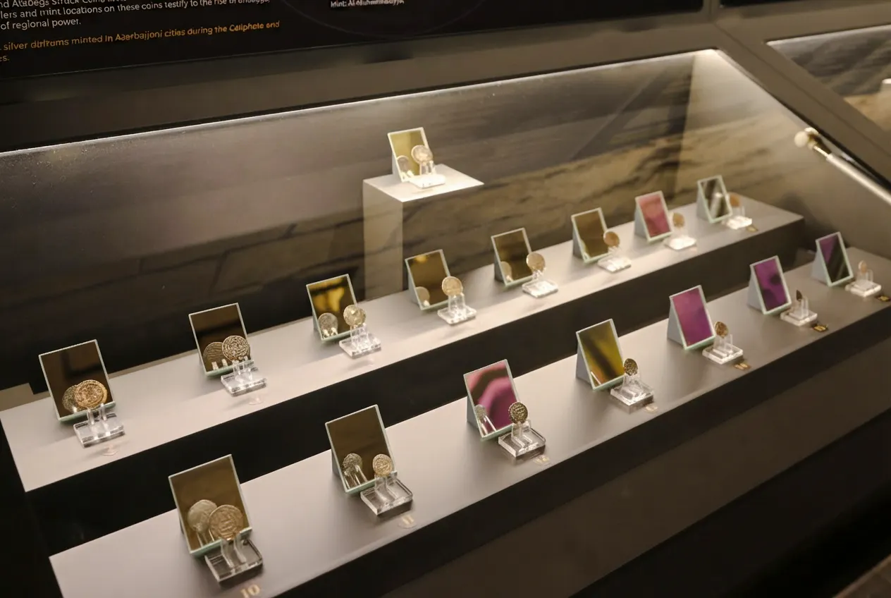 Display of ancient coins at the Museum of Numismatics in Baku.