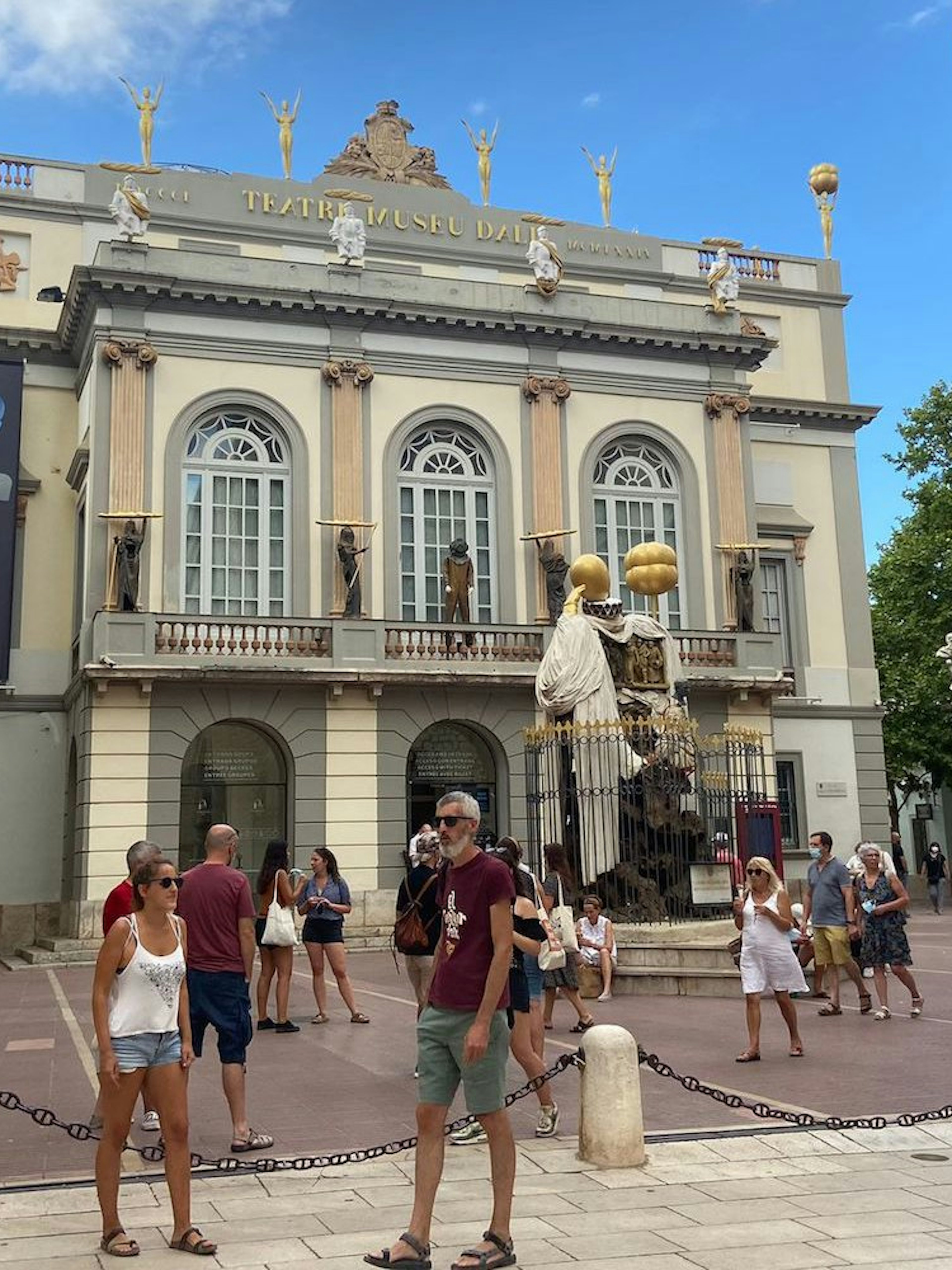 Dalí Theatre-Museum facade in Plaça Gala-Salvador Dalí, Figueres, Catalonia, Spain.