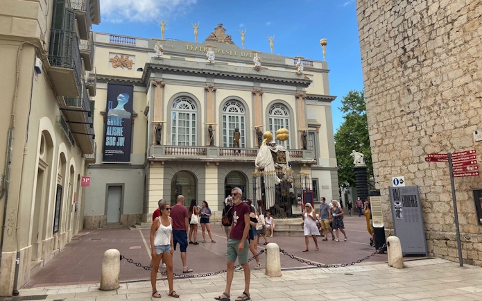 Dalí Theatre-Museum facade in Plaça Gala-Salvador Dalí, Figueres, Catalonia, Spain.