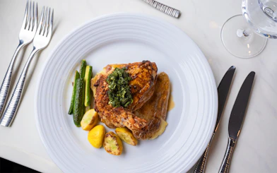 Grilled chicken with vegetables on Marina del Rey Premier Dinner Cruise.