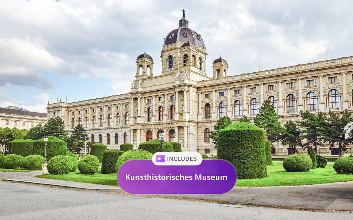 Kunsthistorisches Museum Vienna exterior with manicured gardens, included in Vienna Pass.
