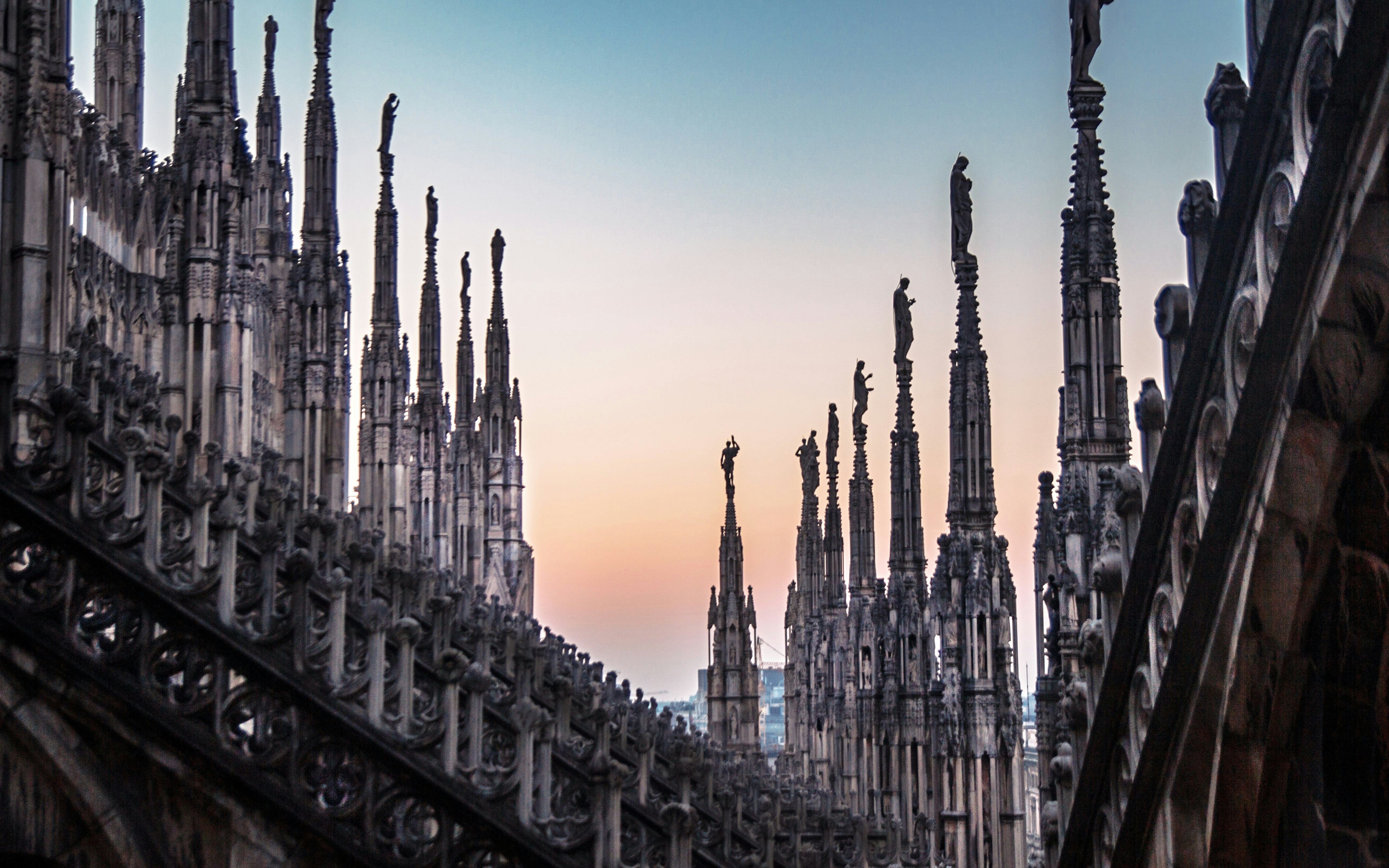 Duomo Milan terraces at dusk