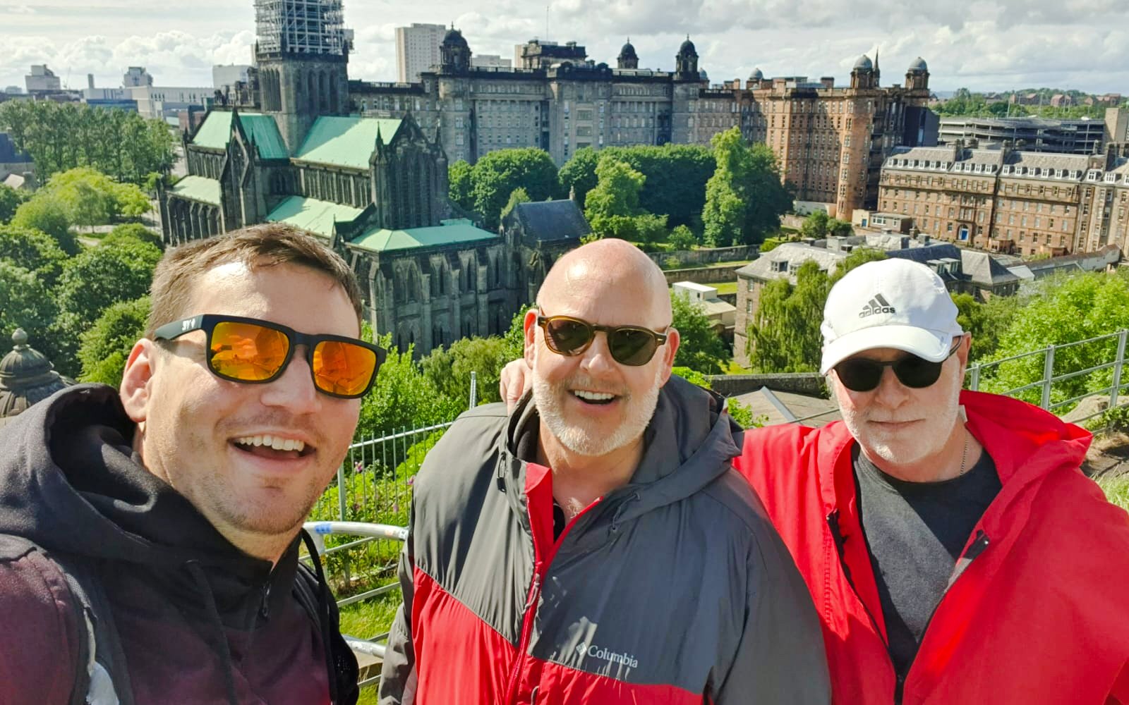 Visitors enjoying the view of Glasgow Cathedral during an evening walk in Glasgow.