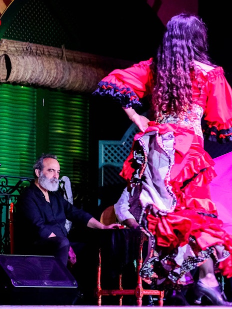 Flamenco dancers performing at El Palacio Andaluz in Seville.