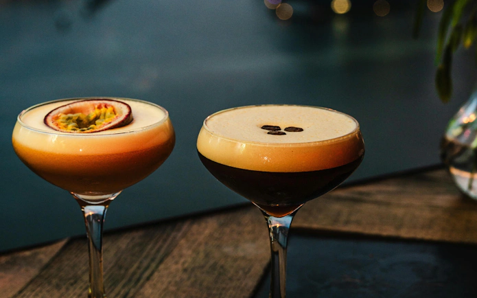 Cocktails at A'DAM Tower Skybar in Amsterdam.