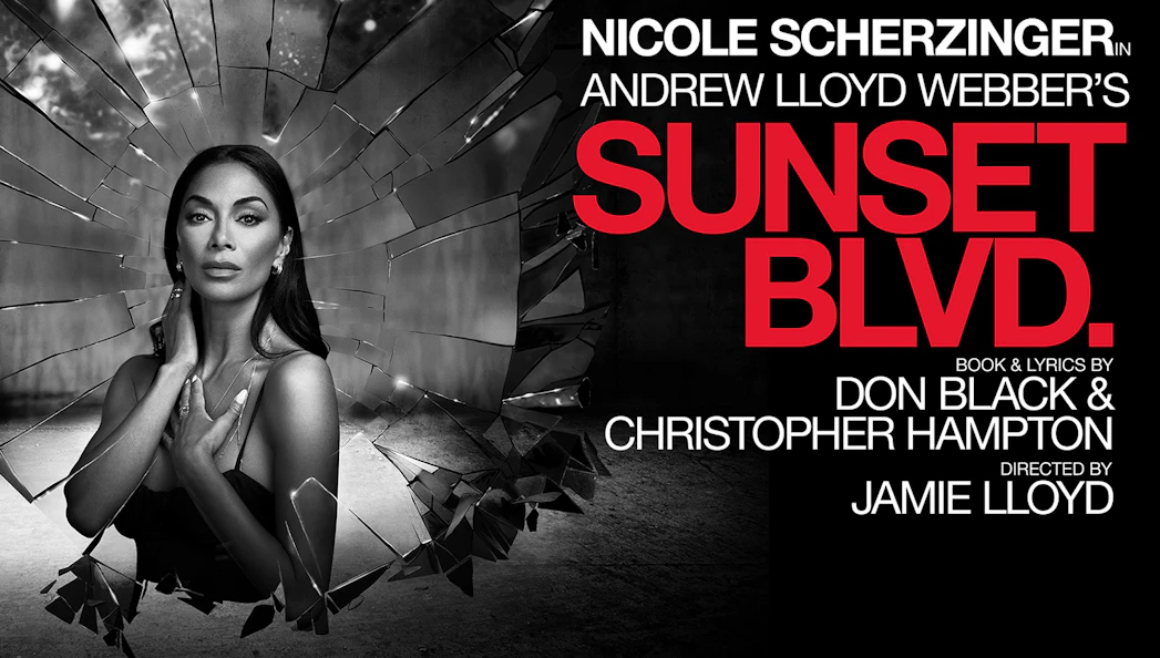 Sunset Boulevard musical poster with shattered glass design