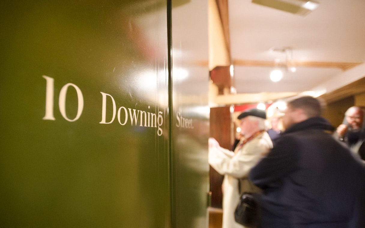Guests gathered near the 10 Downing Street door in London.
