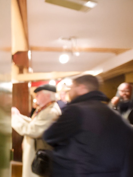 Guests gathered near the 10 Downing Street door in London.