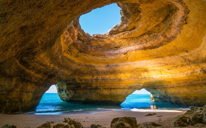 Benagil Cave with ocean view on Algarve sightseeing cruise from Albufeira.