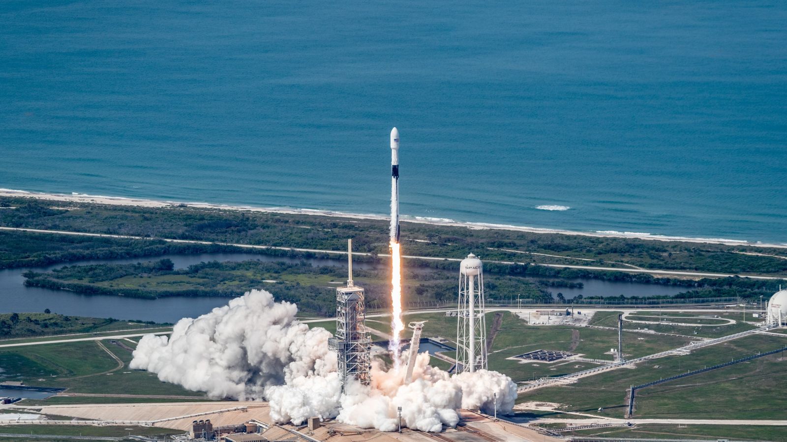 Aerial view of Launch Complex 39A at Kennedy Space Center, Florida.