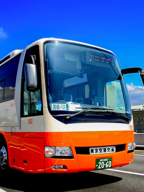 Limousine bus driving through Central Tokyo from Haneda Airport.