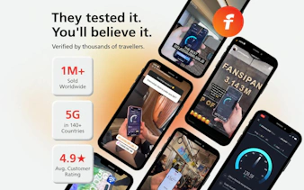 Indonesia Unlimited Data eSIM promotion with speed test results on mobile screens, Jakarta.
