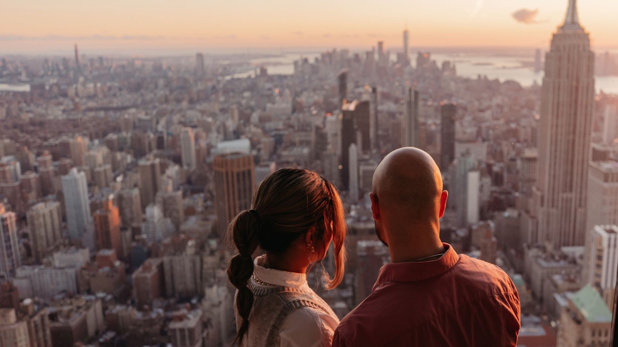 SUMMIT One Vanderbilt observation deck with panoramic views of New York City skyline.