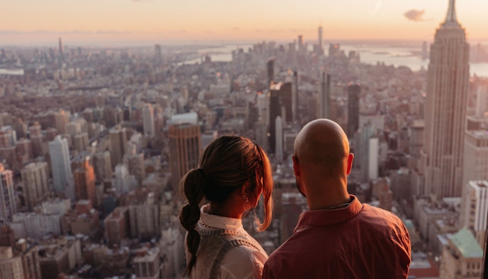 SUMMIT One Vanderbilt observation deck with panoramic views of New York City skyline.