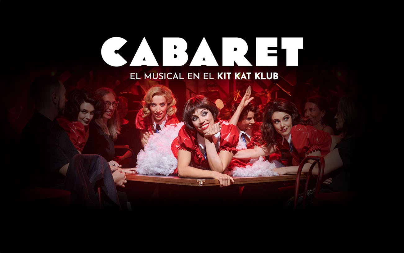 Performers in red costumes at Cabaret Madrid show, Kit Kat Klub.