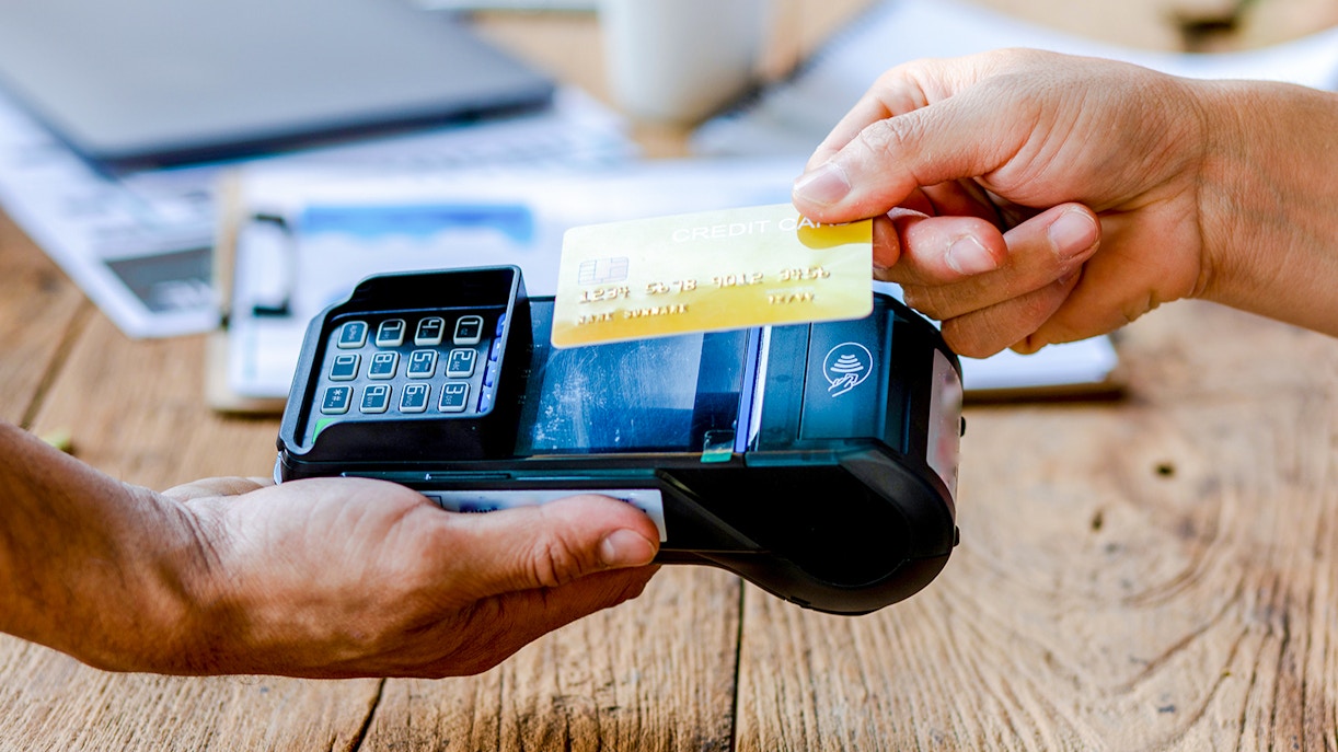Tourist using contactless payment
