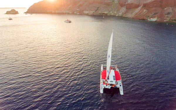 Santorini Daytime or Sunset Catamaran Cruise with Meal