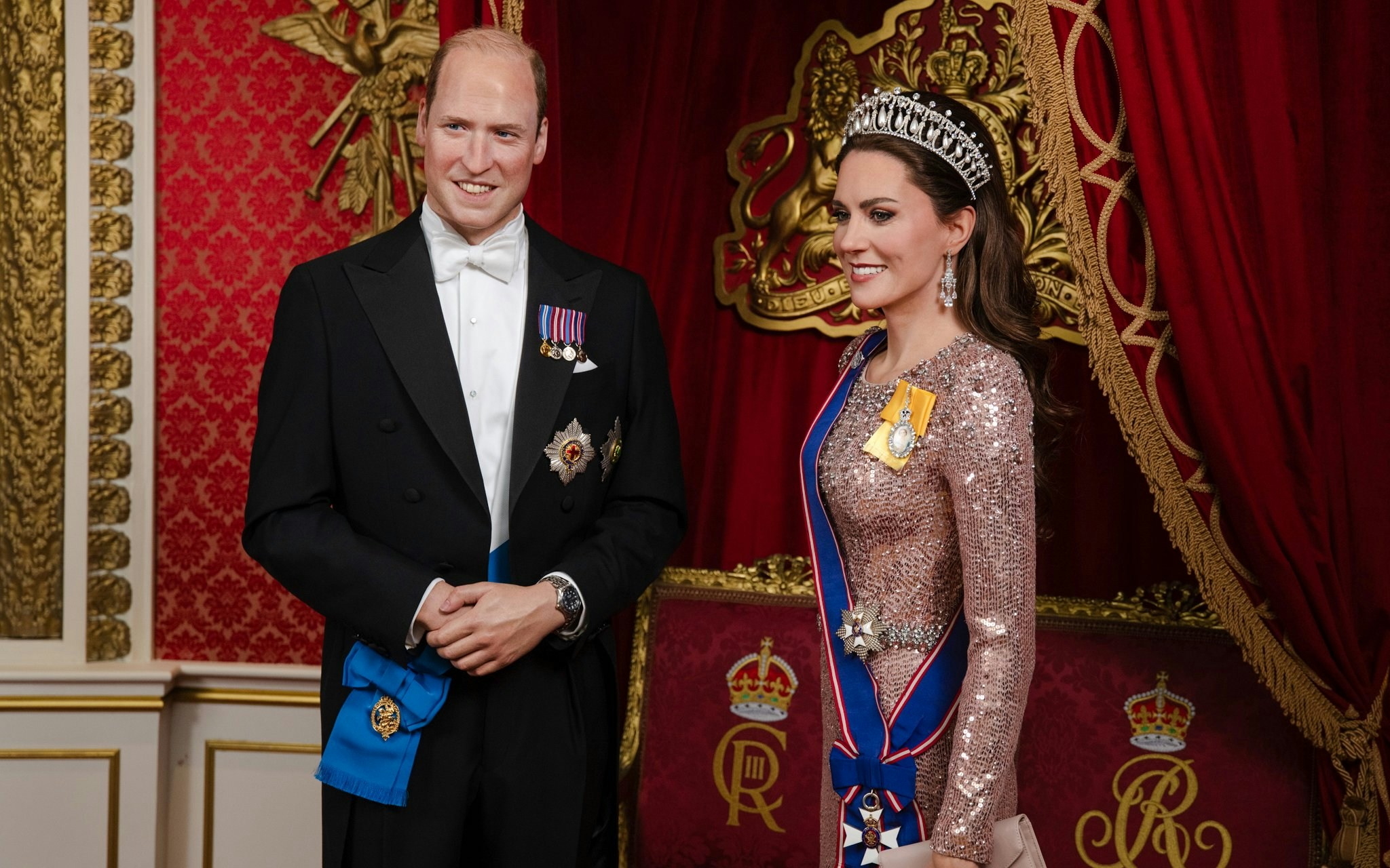 Wax figures of Prince William and Kate Middleton at Madame Tussauds London.