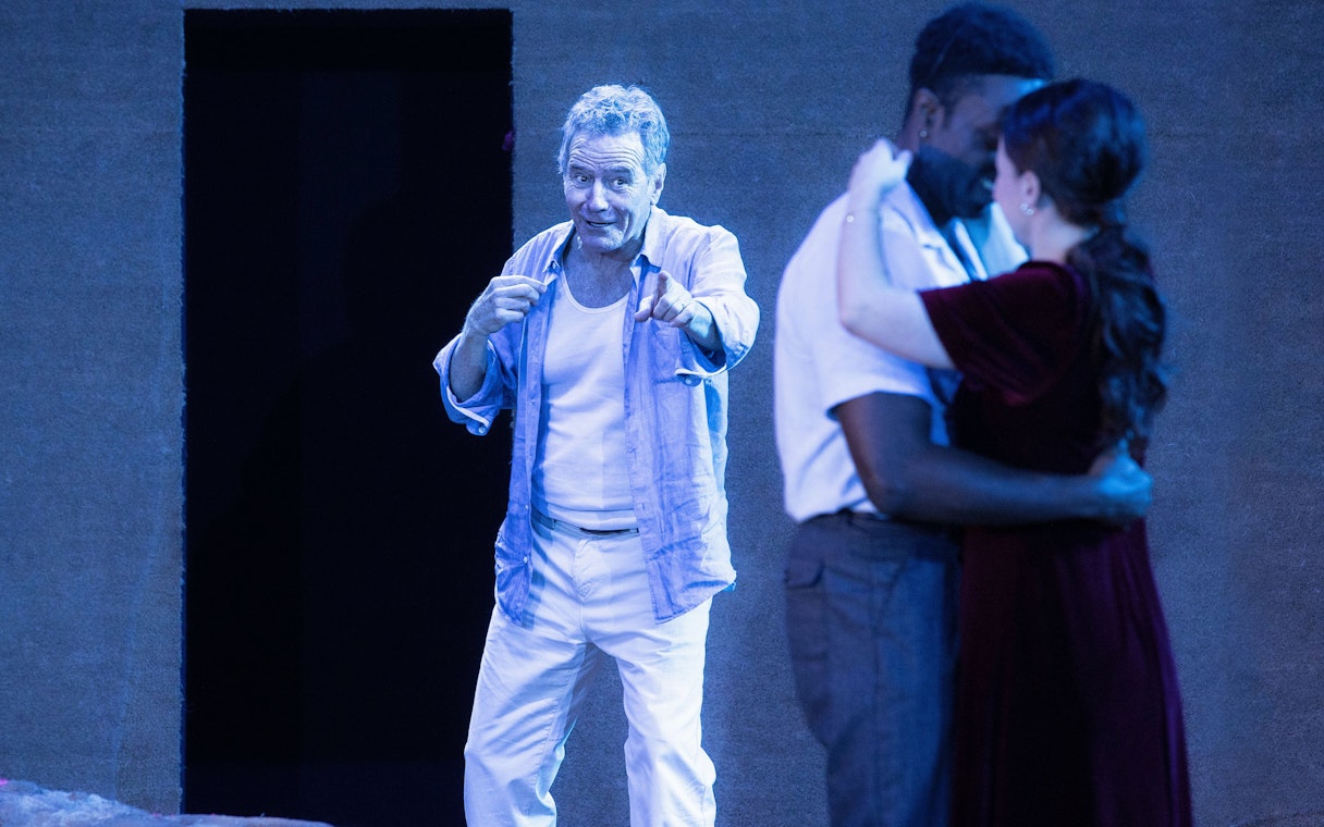 Actors performing a scene in "All My Sons" West End show.