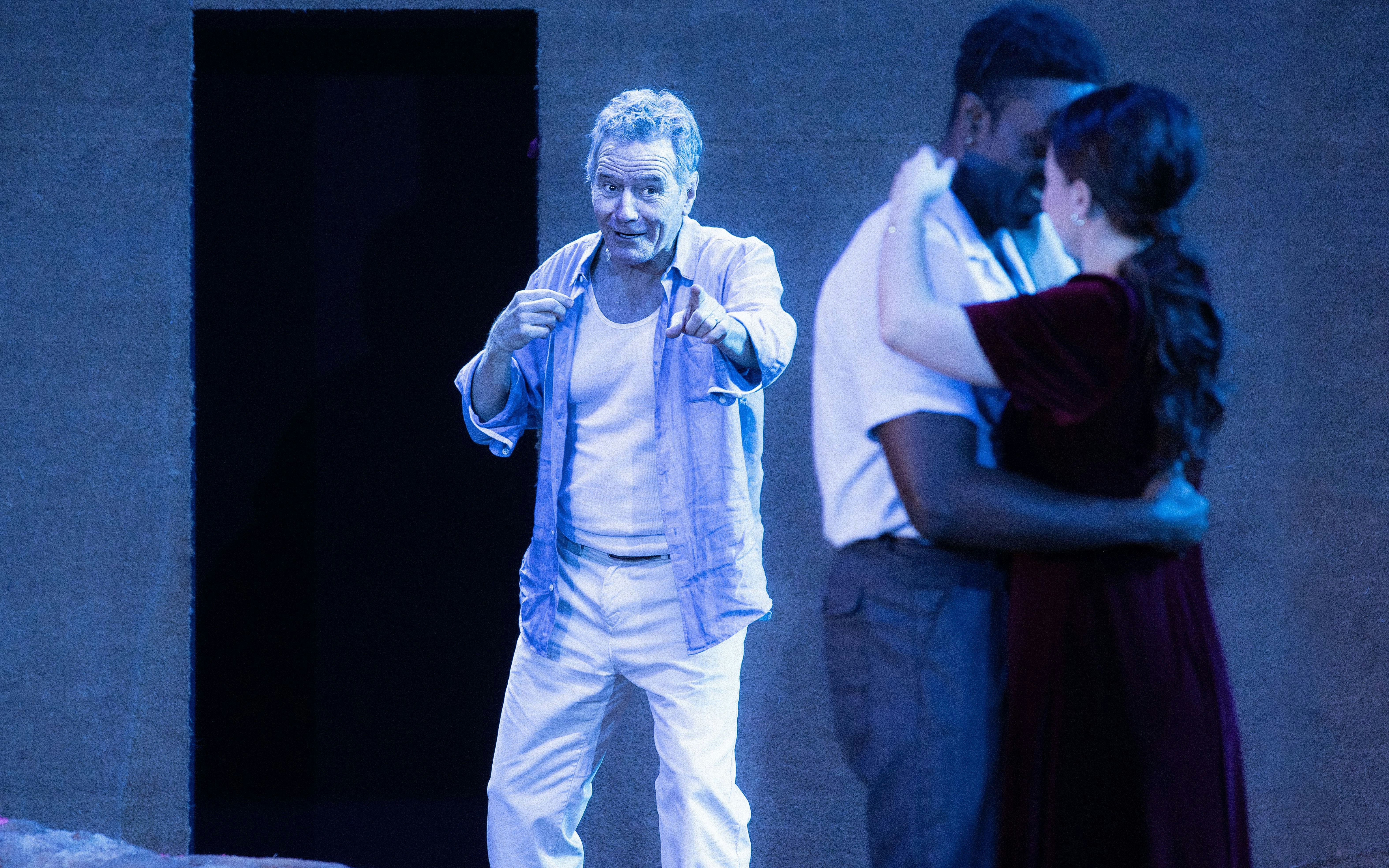 Actors performing a scene in "All My Sons" West End show.