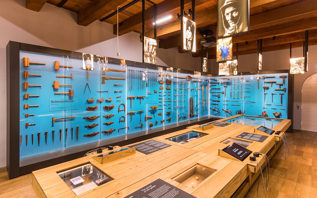 Maritime tools exhibit inside The Maritime Museum, Amsterdam.