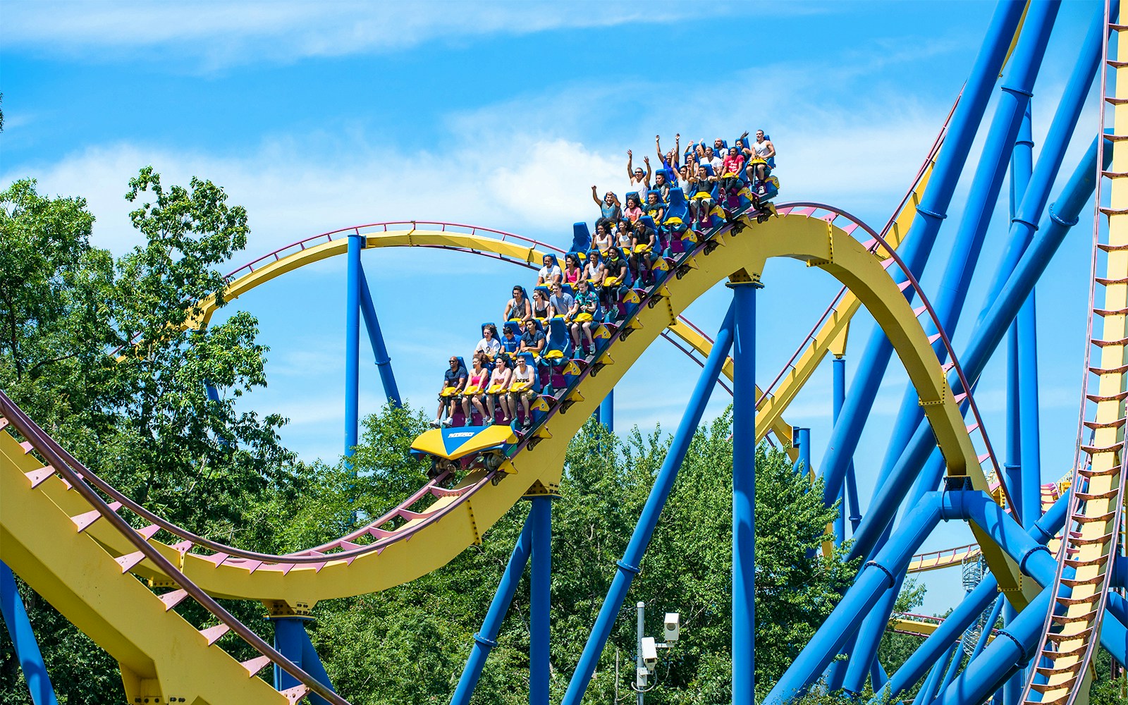 Visitors riding the Nitro rollercoaster at Six Flags Great Adventure.