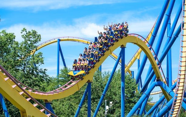 Visitors riding the Nitro rollercoaster at Six Flags Great Adventure.