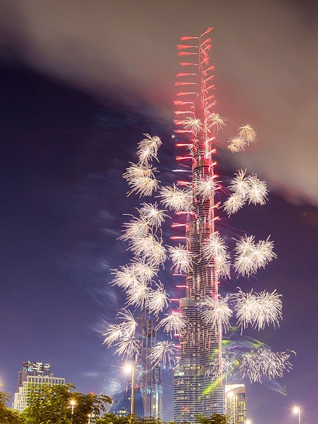 Fireworks display at Burj Khalifa during New Year’s Eve in Dubai.