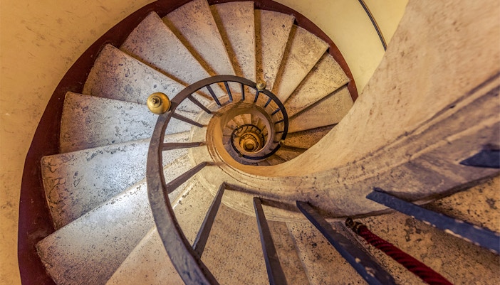Spiral staircase inside Basilica Santa Maria Maggiore, Rome.