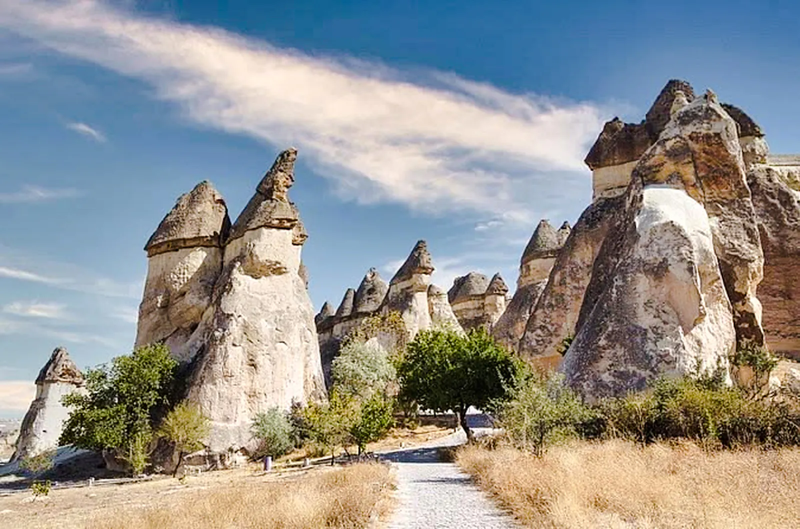 Fairy chimneys in Cappadocia, Turkey, along the Red Tour path.