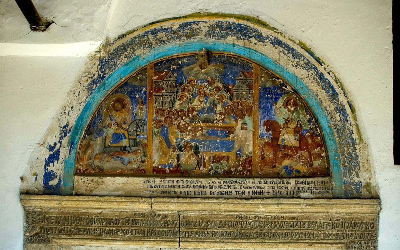 Iconography depicting religious figures inside the Onufri National Iconographic Museum, Berat.