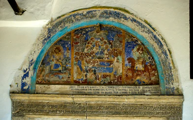 Iconography depicting religious figures inside the Onufri National Iconographic Museum, Berat.