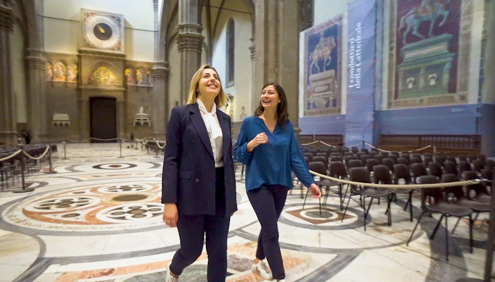 Visitors exploring the interior of Florence Cathedral during a Renaissance tour.