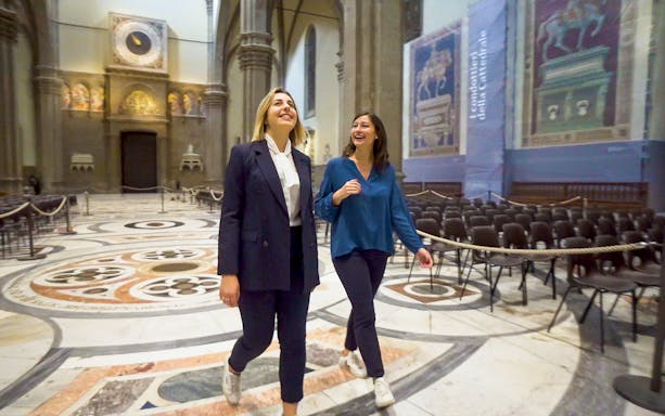 Visitors exploring the interior of Florence Cathedral during a Renaissance tour.