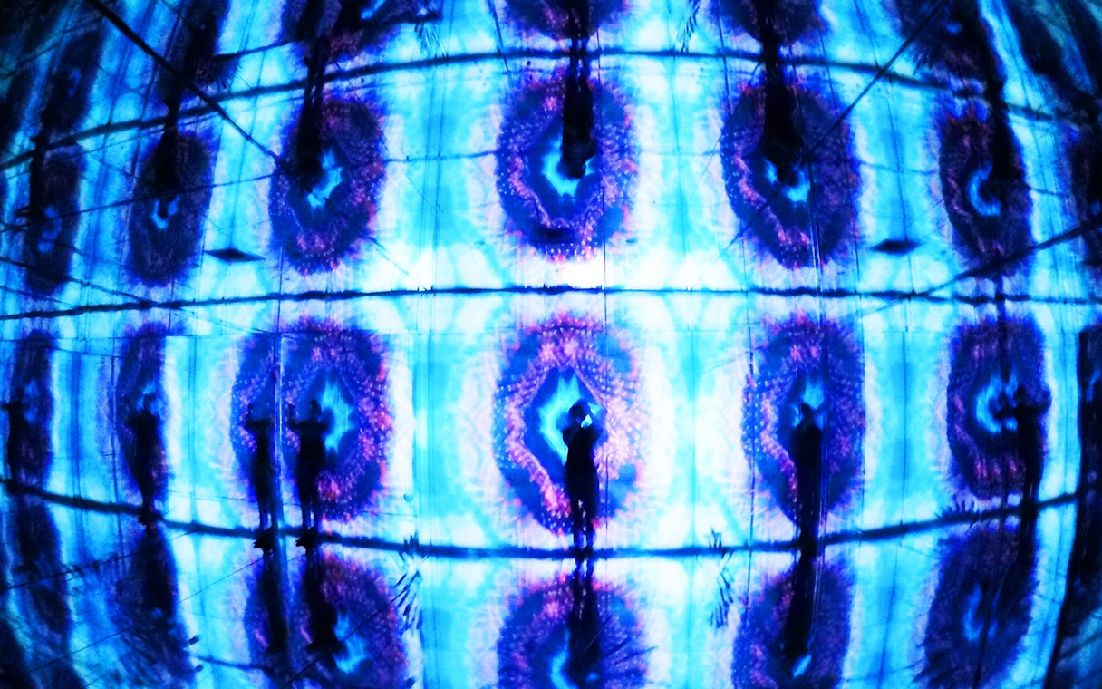 Kaleidoscopic light display at Infinity Attraction, Gold Coast.