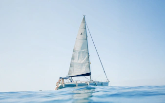 Sailboat on the ocean for private lunch and whale watching in Tenerife.