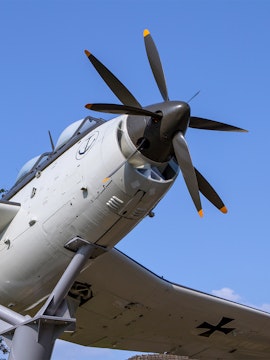 Historic military aircraft display at aviation museum, Germany.