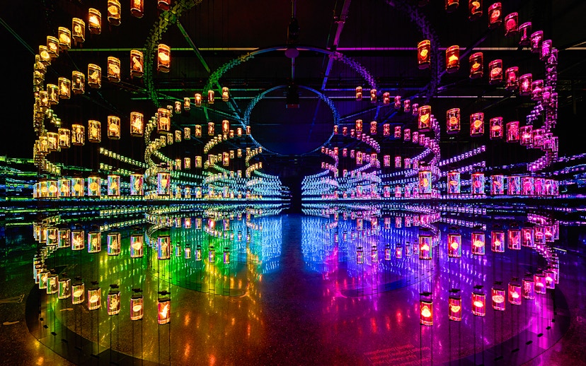 Futuristic light installation at Museum of The Future, Dubai, UAE.